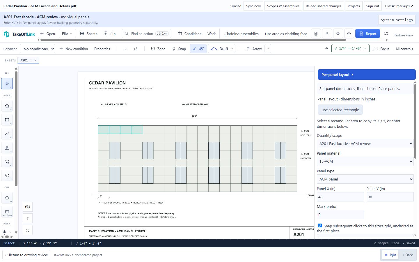 Confirm the elevation scale in the actual app with fictional drawings